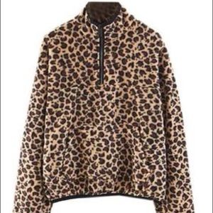 Leopard fleece pullover